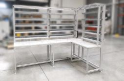 Assembly stations made of structural aluminum profiles