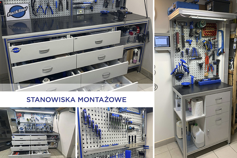 Stanowiska robocze w warsztacie rowerowym