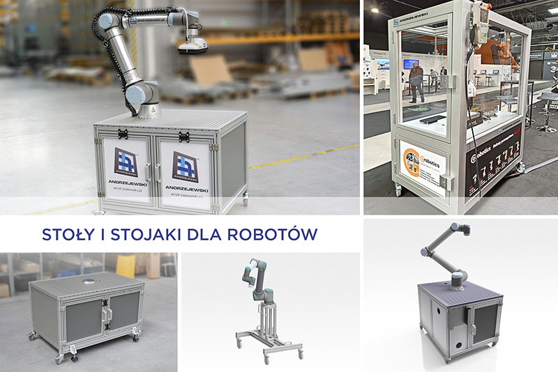 Stoły i stojaki dla robotów kolaboracyjnych i przemysłowych